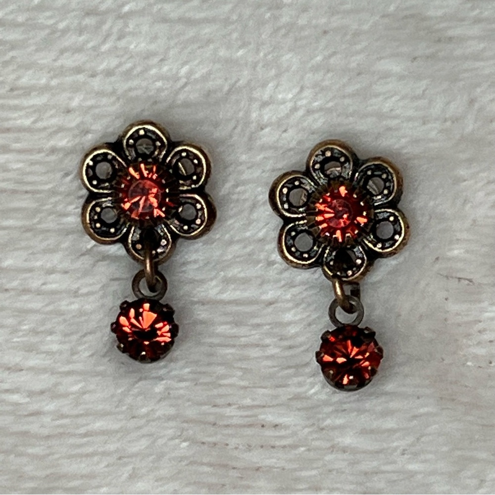 Kenny Ma Crystal Flower Dangle Earrings